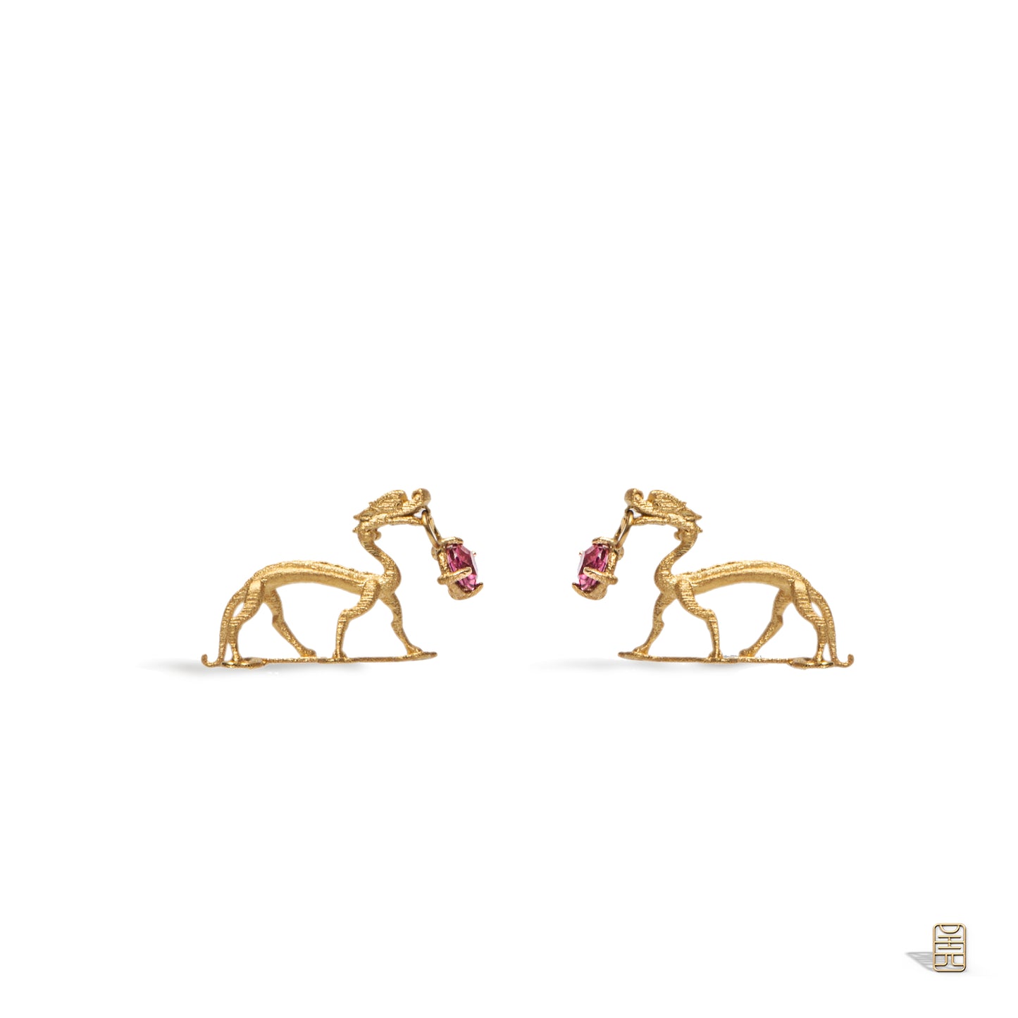 Wandering Golden Dragon earrings， spinel version G18k