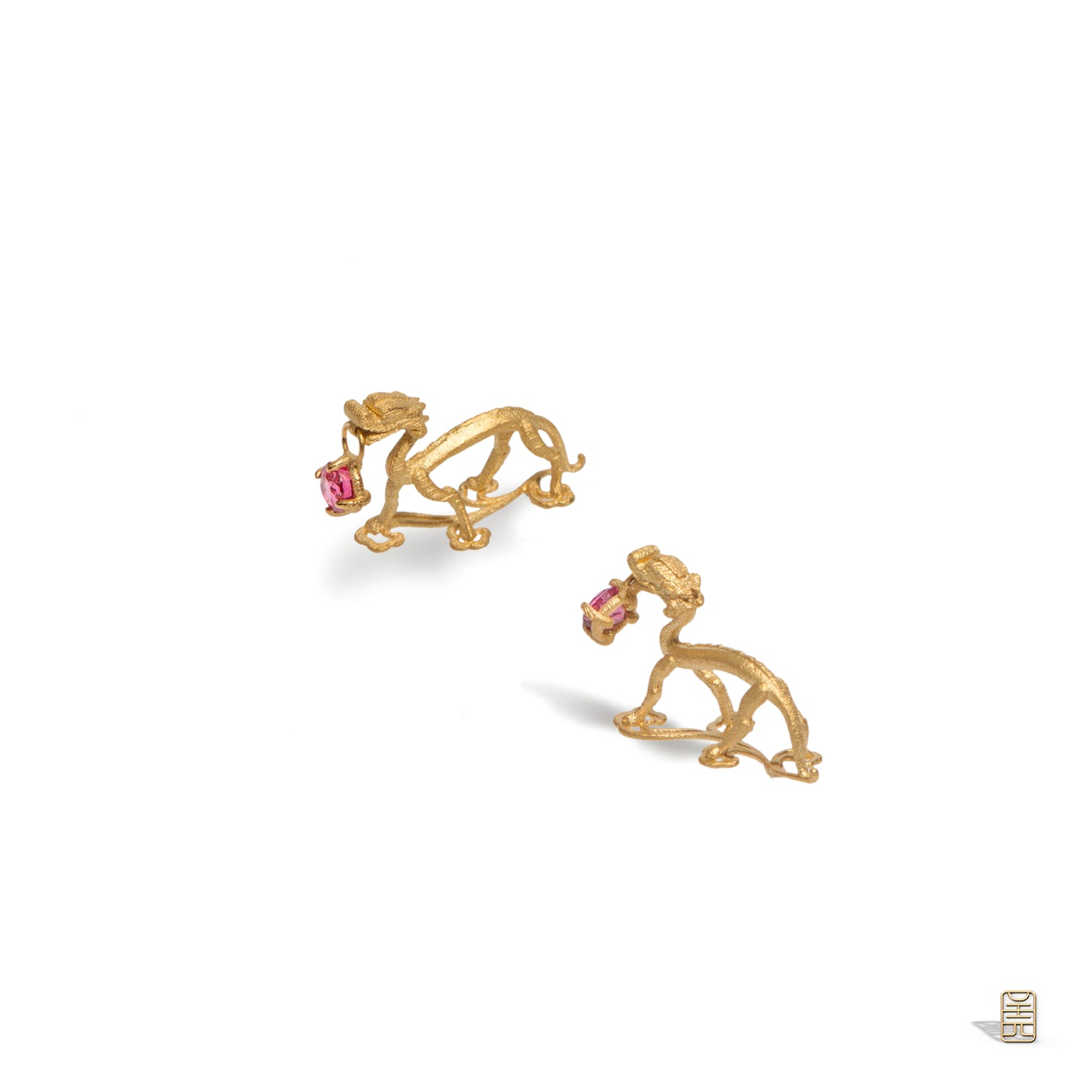 Wandering Golden Dragon earrings， spinel version G18k